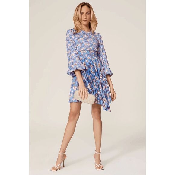 A.L.C. Blue Floral‎ Behati Asymmetric Cocktail Dress Size 2 **READ DESCRIPTION** - Picture 1 of 9